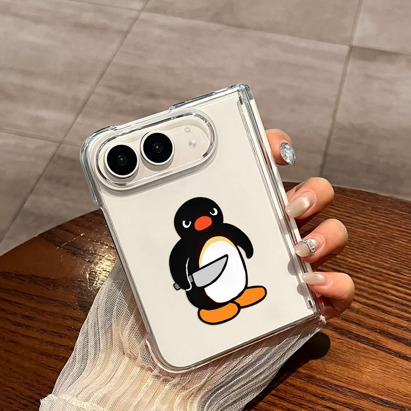 搞怪pingu适用苹果duo手机壳iphoneduo折叠屏DUO情侣趣味可爱企鹅小众搞笑18新款折叠dou透明保护套新品防摔