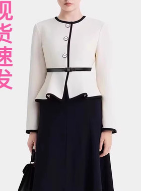 现货宝家女装2025春夏新款气质通勤假两件拼接收腰优雅连衣裙