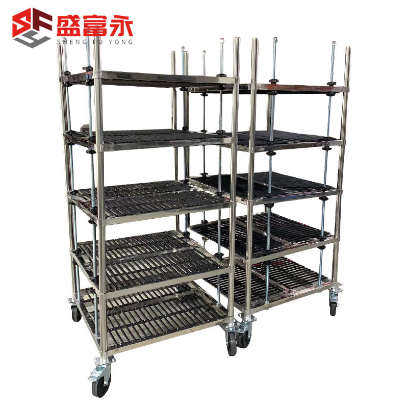 盛富永SMT线路板周转车PCB存放架四槽位单层20片两边放40块板4层5