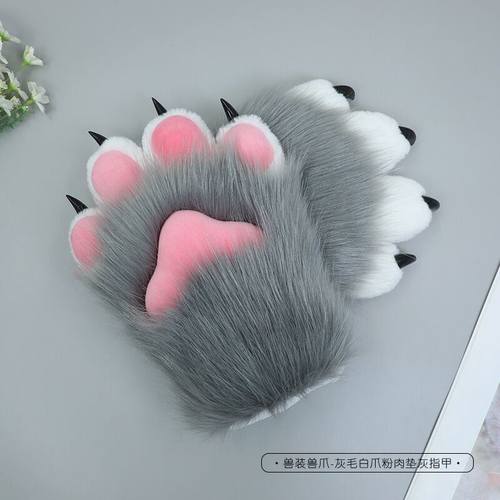 手作兽爪手套fursuit兽装定制cos猫爪毛绒furry半装兽圈配件包邮