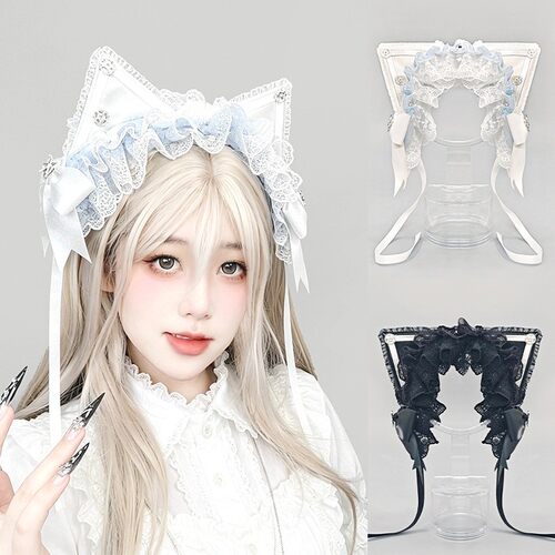 洛丽塔y2k暗黑猫耳发带漫展cos猫娘发饰亚文化赛博朋克猫耳头饰