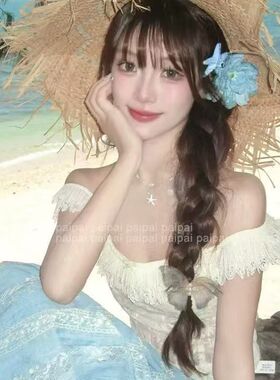 花朵发夹女夏天侧边度假风头饰海星发卡夏季海边拍照蓝色头花发饰