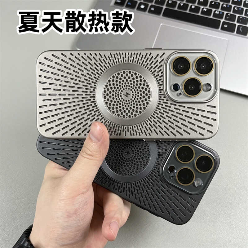 Magsafe磁吸适用苹果15promax手机壳新款iPhone14pro带镜头膜14镂空散热13promax超薄透气12pm全包防摔保护套