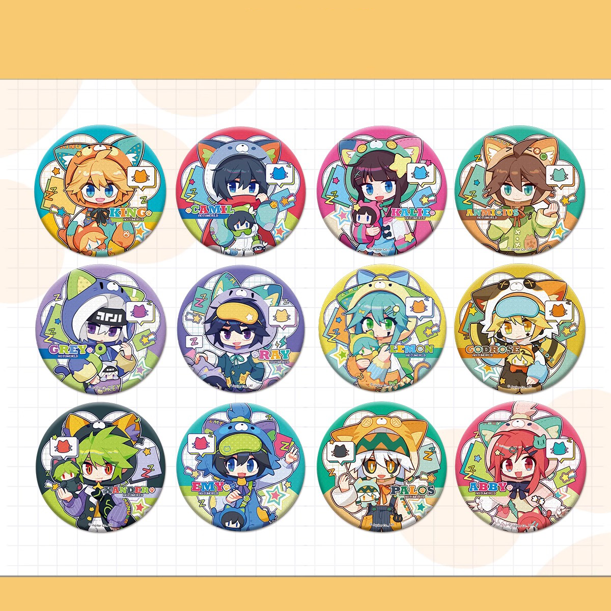 【晚安日记系列】凹凸世界周边 自制58马口铁镭射Q版系列徽章吧唧