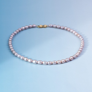 ANGEPERLE/天使之泪淡水珍珠紫粉色时尚高级项链6-7mm