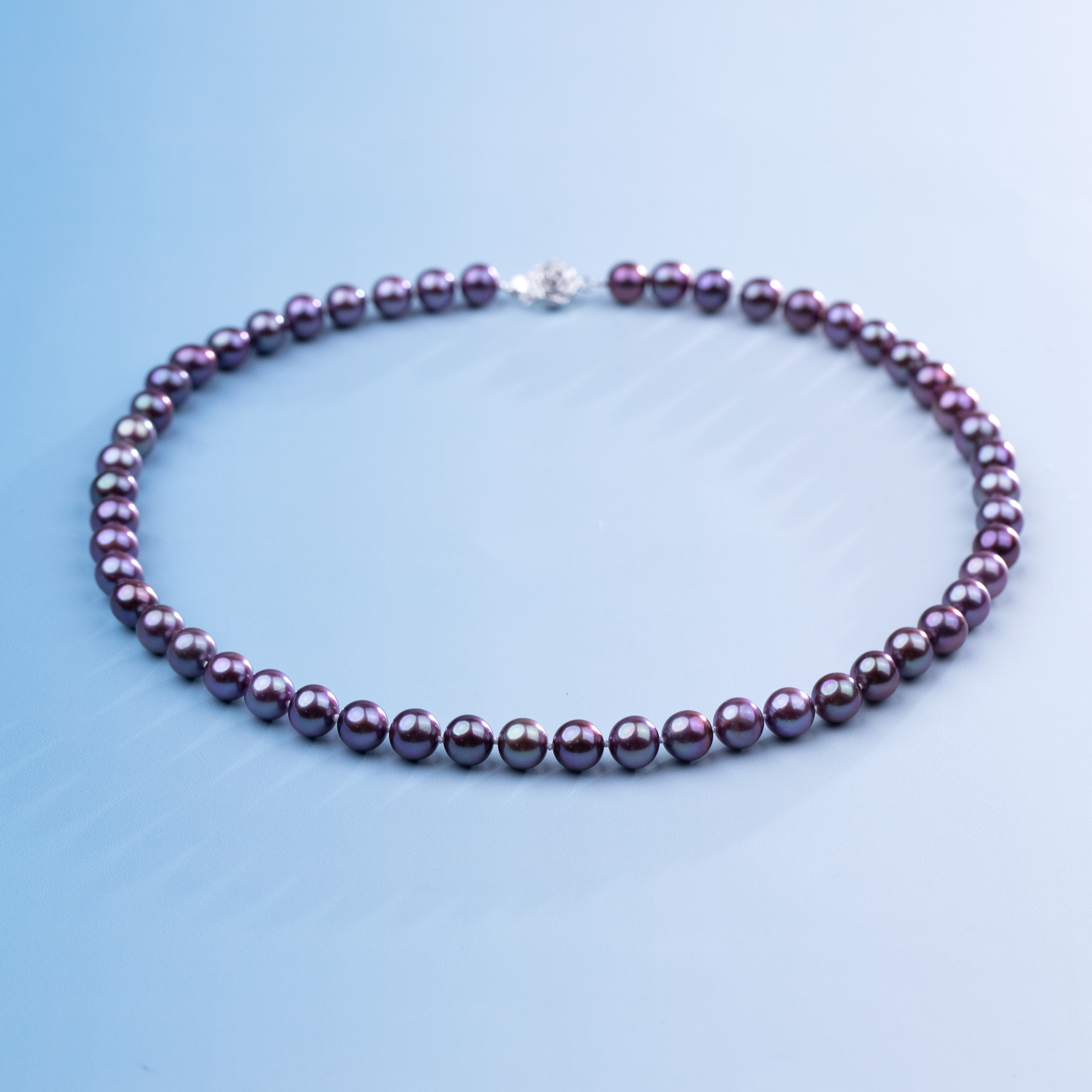 ANGEPERLE/天使之泪淡水珍珠S925银紫珠项链7.3-8.3mm