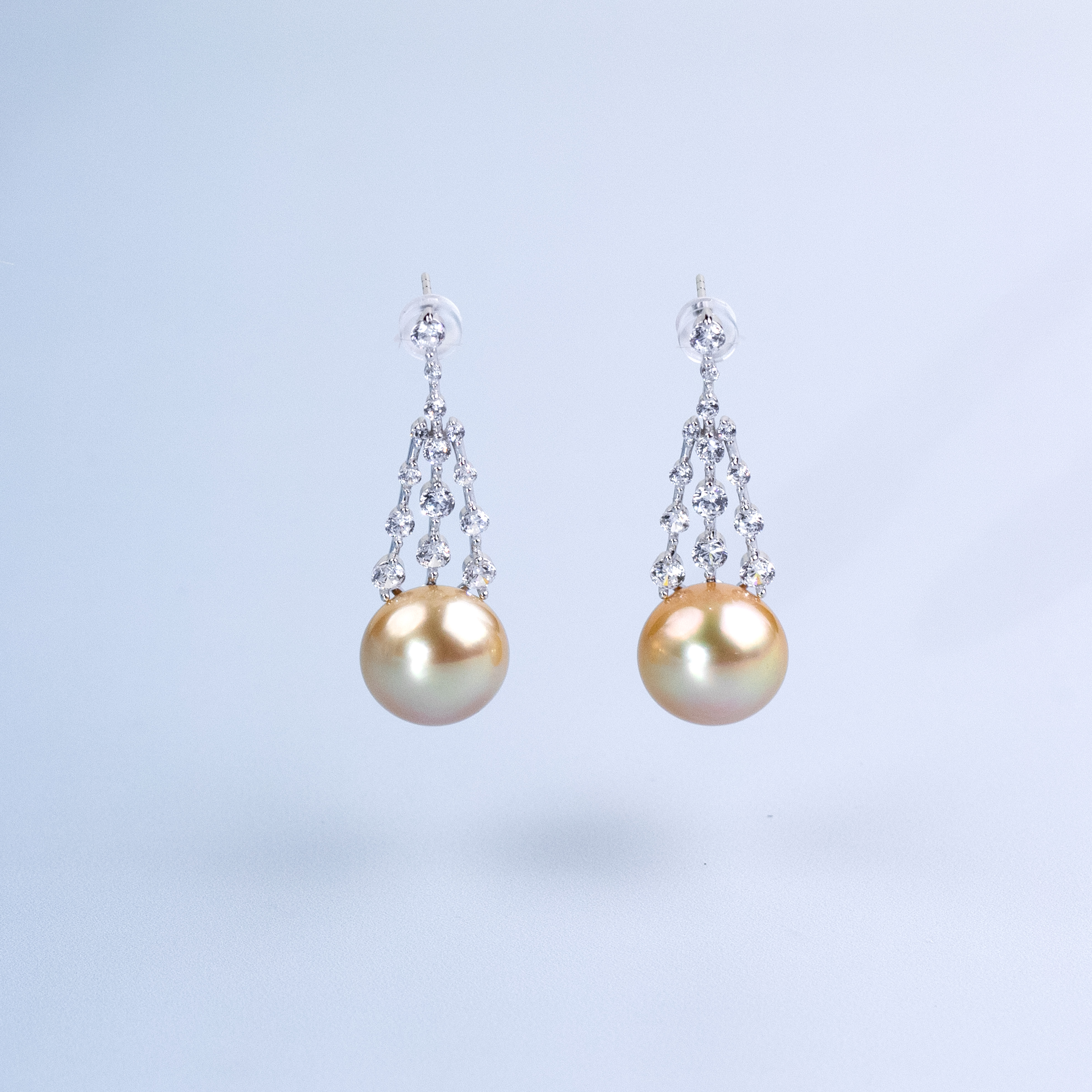 ANGEPERLE/天使之泪海水珍珠金珠耳饰S925银12-13mm