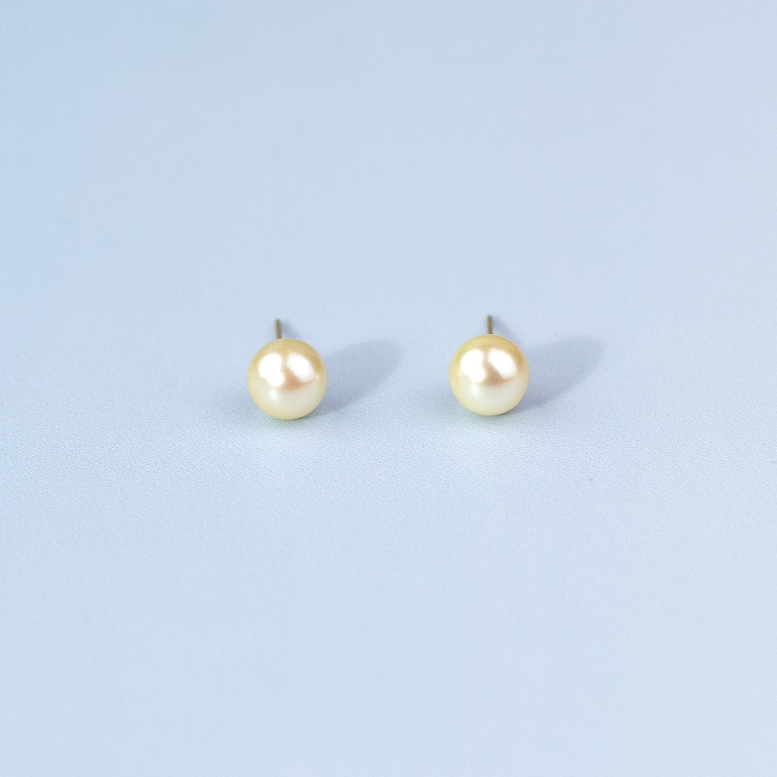 ANGEPERLE/天使之泪海水珍珠Akoya奶油金时尚耳饰18K金6-7mm