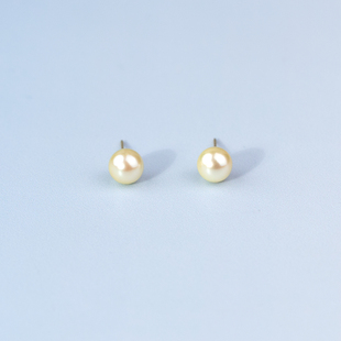ANGEPERLE/天使之泪海水珍珠Akoya奶油金时尚耳饰18K金6-7mm