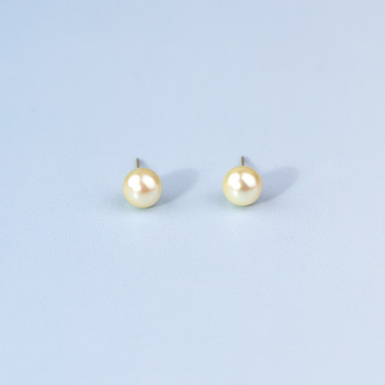 ANGEPERLE/天使之泪海水珍珠Akoya奶油金时尚耳饰18K金6-7mm