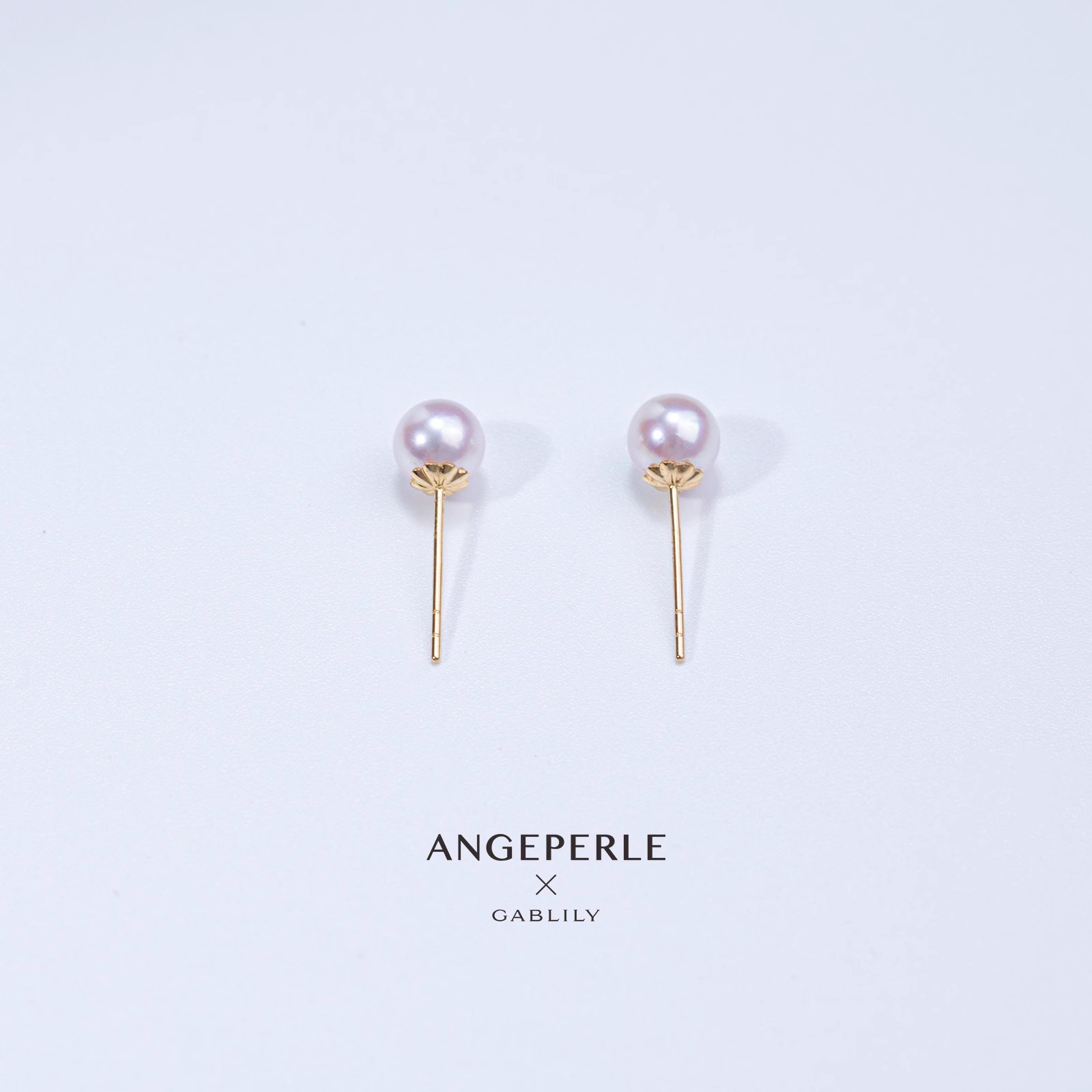 ANGEPERLE/天使之泪海水Akoya珍珠18K金耳钉5-6mm精致气质