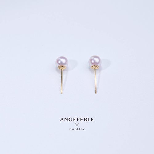 ANGEPERLE/天使之泪海水Akoya珍珠18K金耳钉5-6mm精致气质