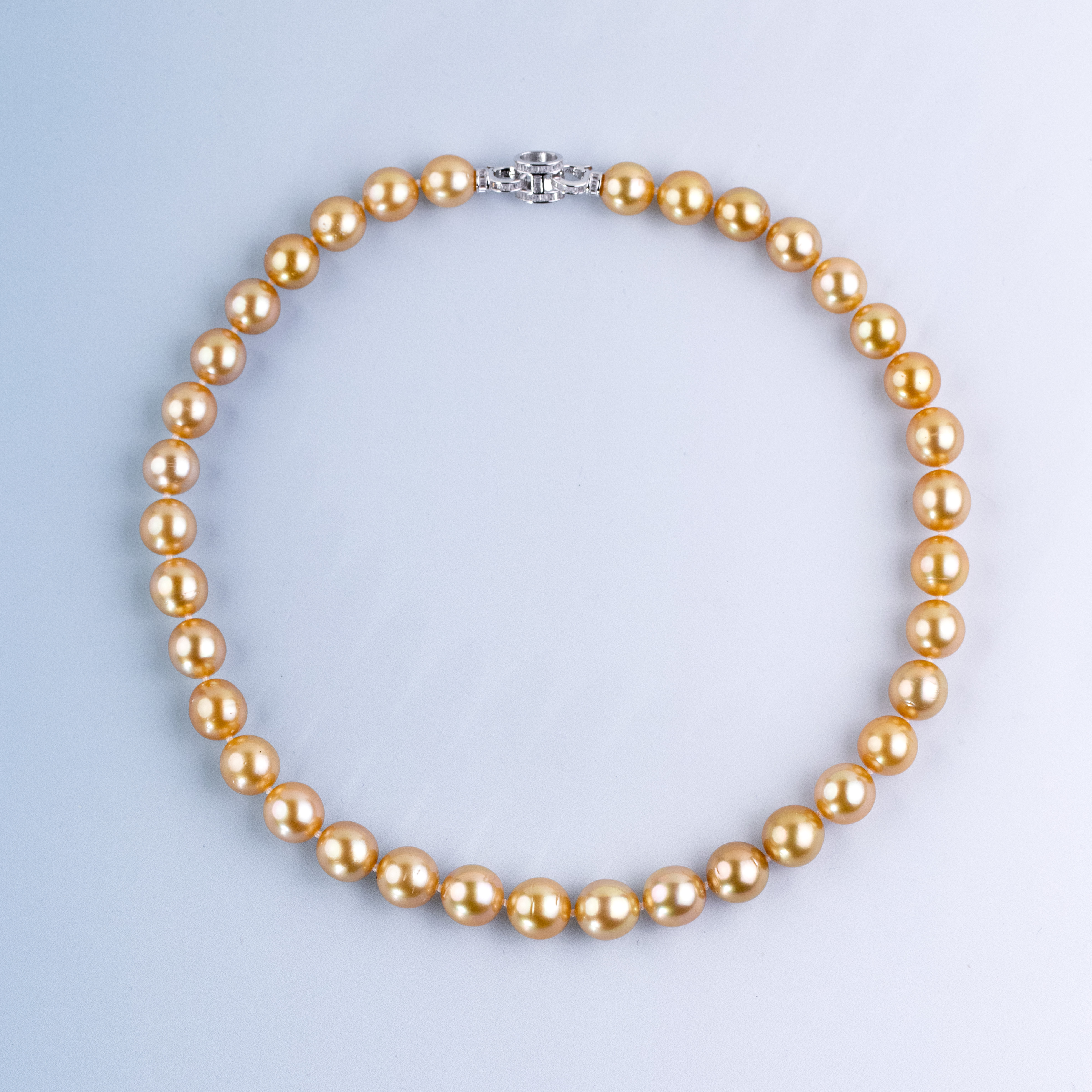 ANGEPERLE/天使之泪海水珍珠金珠项链高级时尚颈饰9-11mmS925银