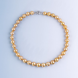 ANGEPERLE/天使之泪海水珍珠金珠项链高级时尚颈饰9-11mm