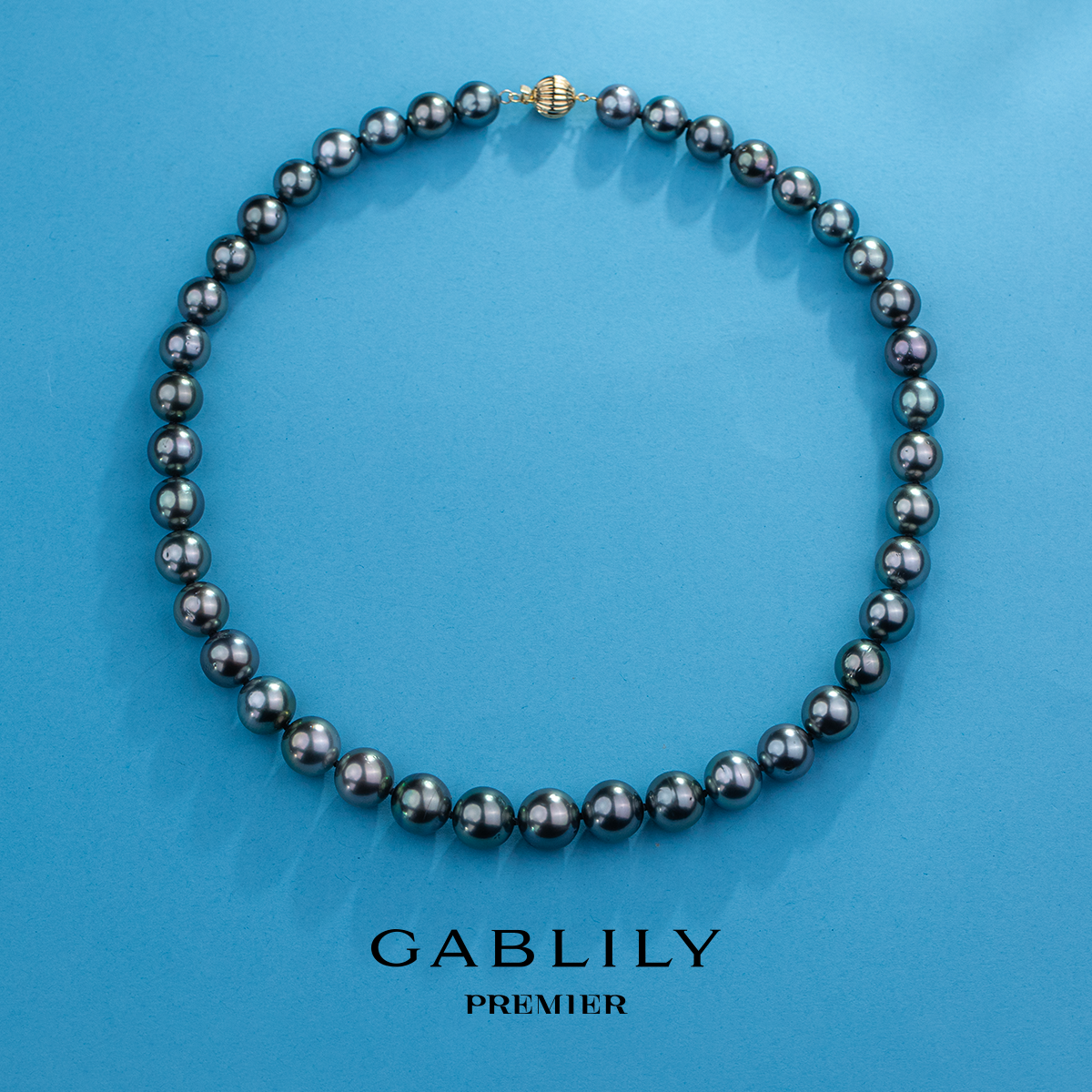 ANGEPERLE/天使之泪海水珍珠大溪地黑珠14K金镶嵌项链8-10.5mm