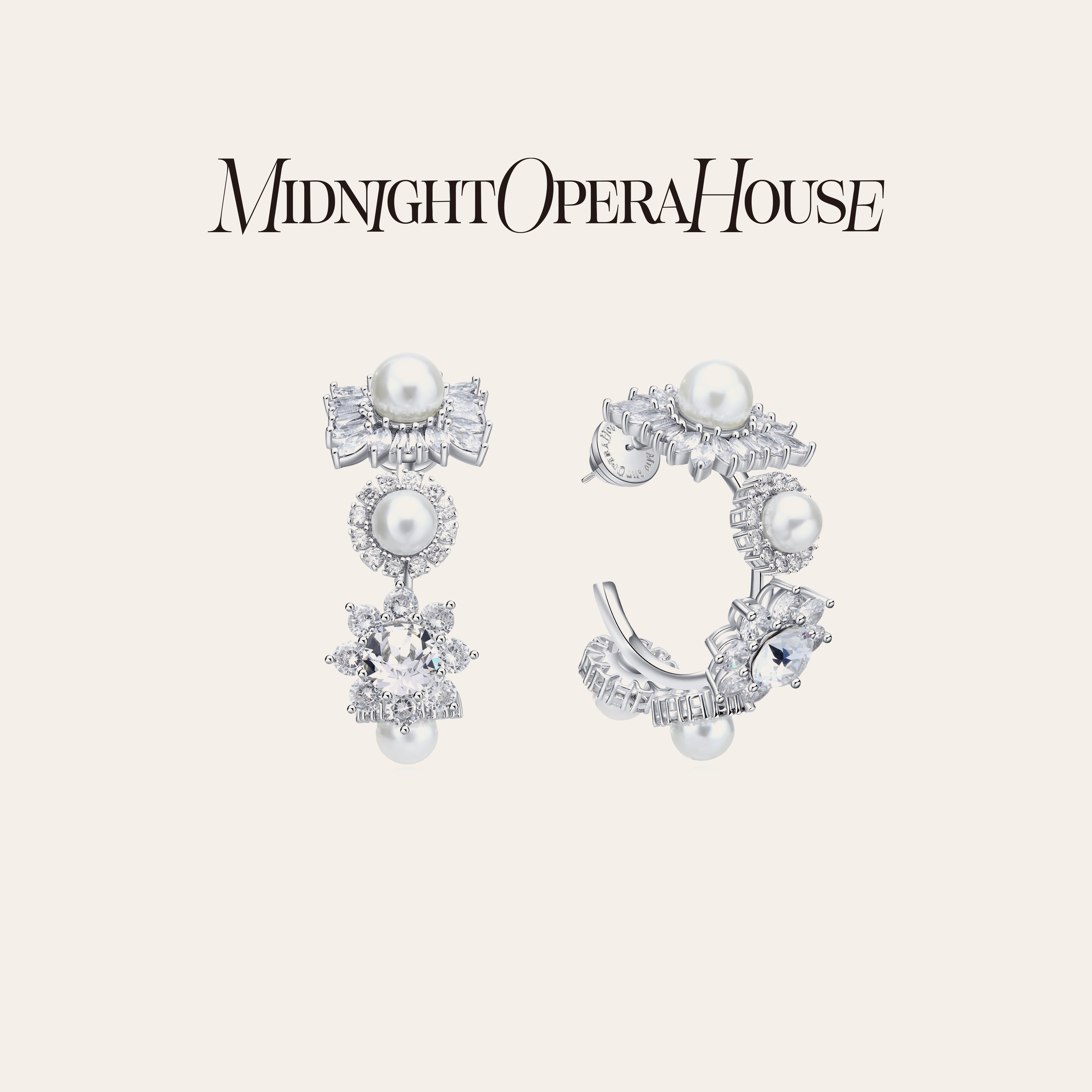 【卢昱晓同款】 MOH ICON·白水晶珍珠半环耳环高级女耳钉礼物