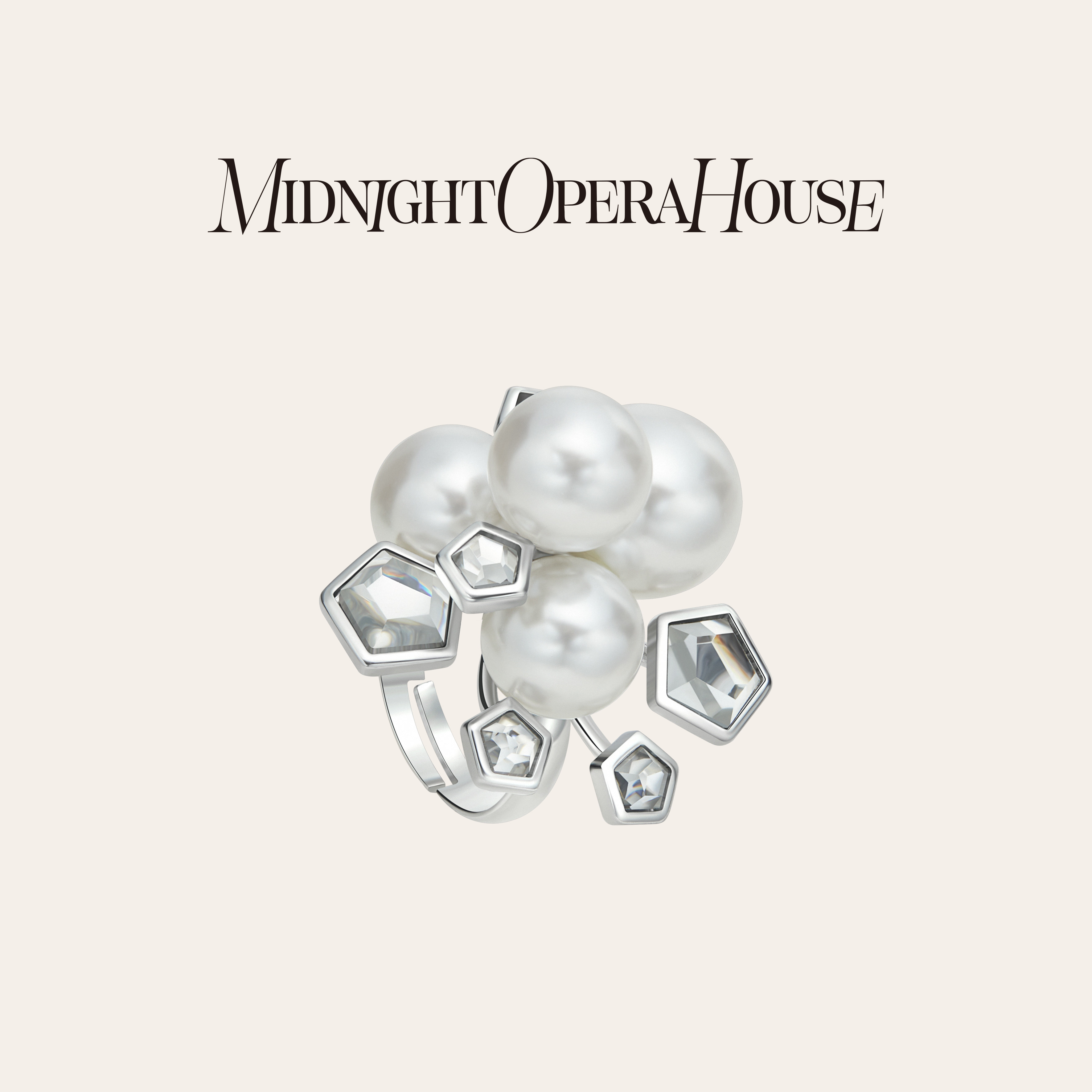 【陈都灵同款】MOH ICON·层叠珍珠团形水晶镶嵌戒指女戒礼物