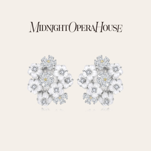 MOH四时风物系列水晶贝母花束白耳环东方耳饰耳钉礼物 叶童同款