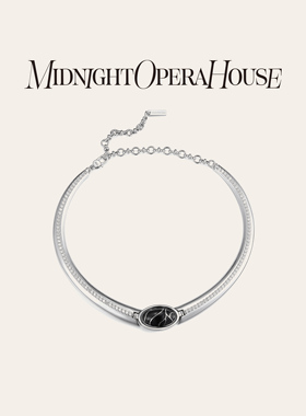 MOH金缮银纹黑珐琅镶钻颈圈