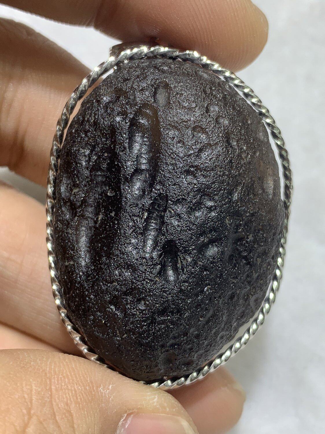 天狼星陨石亚利桑那天狼星陨石如意宝珠原石吊坠-36克925银镶嵌