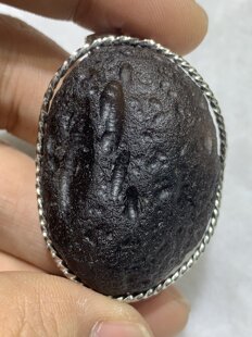 天狼星陨石亚利桑那天狼星陨石如意宝珠原石吊坠-36克925银镶嵌