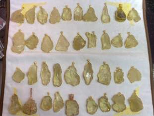 利比亚黄金陨石原石吊坠925银饰镶嵌镀金手工绕线工艺克价25-35