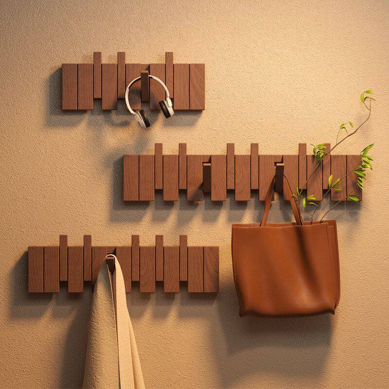 键钢琴卧室架简约墙上家用实木衣服玄关挂衣架晾衣架衣帽架入户门