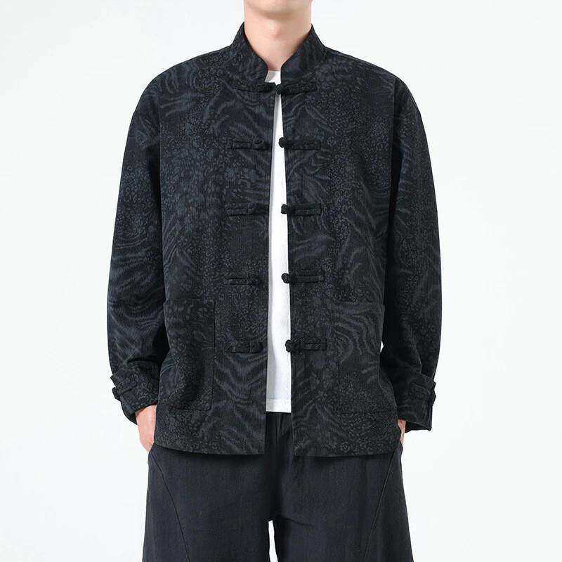 绅蓝Senuriel轻奢男装秋中国风男装豹纹中式唐装汉服复古夹克外套
