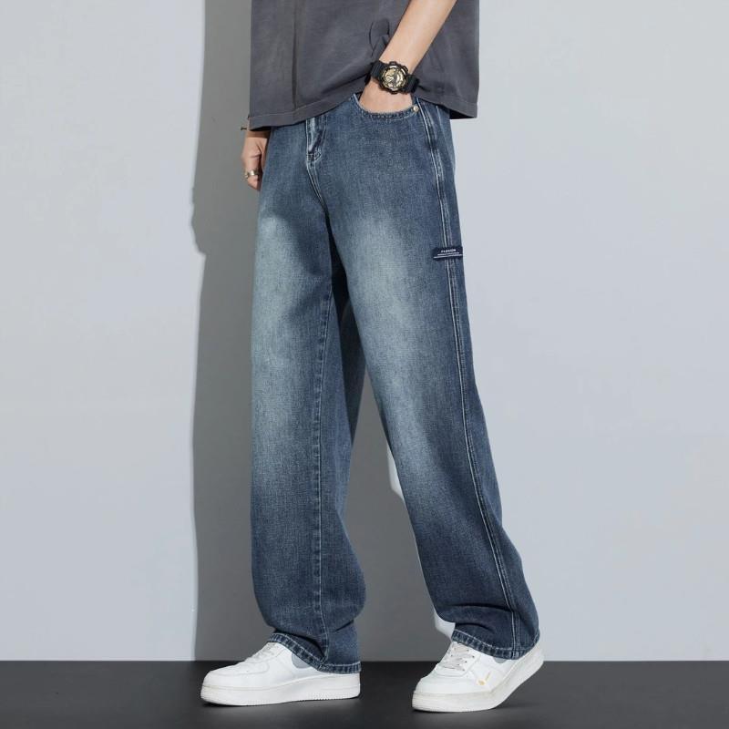 衣术家设计秋冬新款潮流牛仔裤男士宽松直G筒阔腿裤显瘦百搭