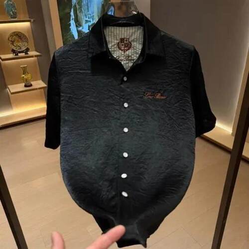 纽克轻奢52026夏季新款男士时尚简约透气翻领短袖高级品质衬衫