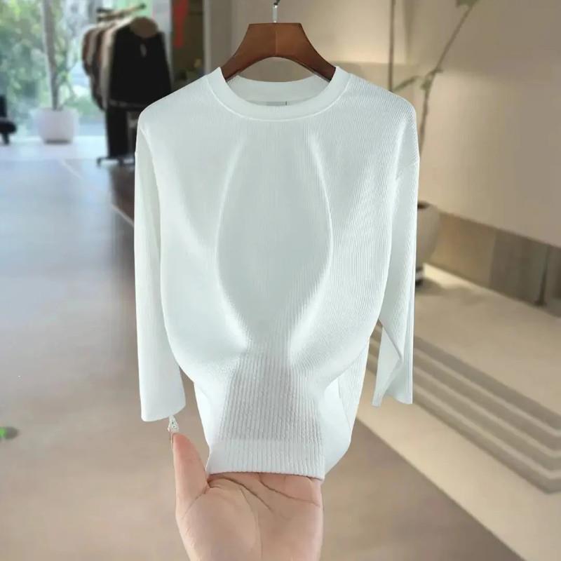 风云品质Z服装店泡泡竖纹秋j季男士长袖打底衫t恤宽松休闲高档内