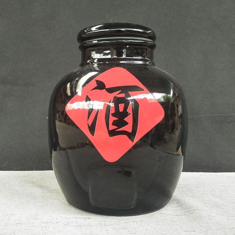 陶瓷黑色酒坛子5斤大口密封酒壶泡酒瓶酒缸空酒具酒罐带龙头酒缸