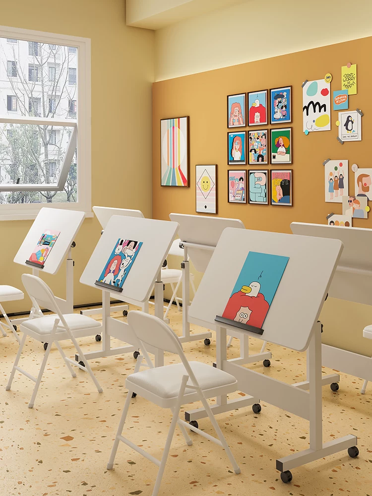 Painting art table foldable lift tutoring class small table designer engineering drawing workbench puzzle