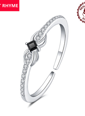 跨境热卖款925纯银蝴蝶结黑钻开