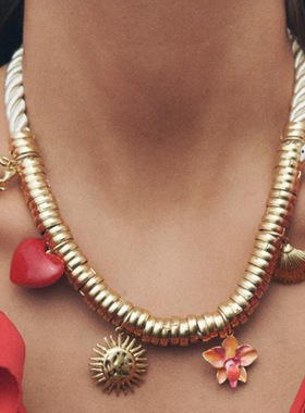 ZA跨境时尚沙滩度假风螃蟹爱心花