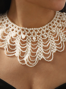 法式复古宫廷风豪华手工编织仿珍