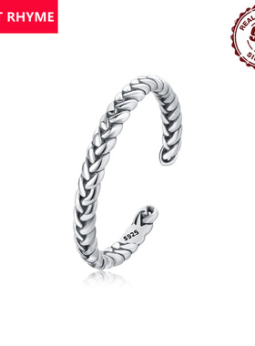 跨境现货爆款S925银简约复古编织