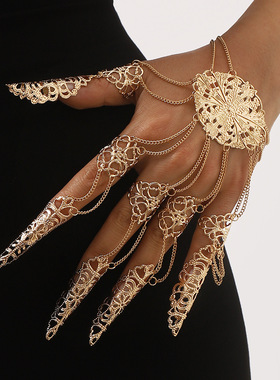 欧美跨境朋克哥特风夸张连指手链