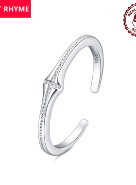 跨境现货S925纯银菱形玻珠开口戒