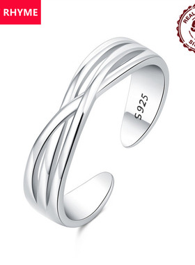 跨境现货批发S925纯银扭线开口戒