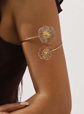 跨境镂空立体花朵臂环轻奢风花卉