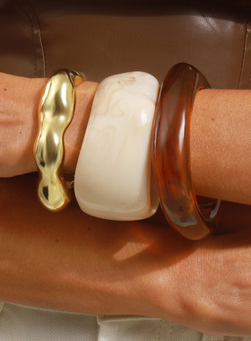 秋冬复古跨境亚克力晕染不规则几