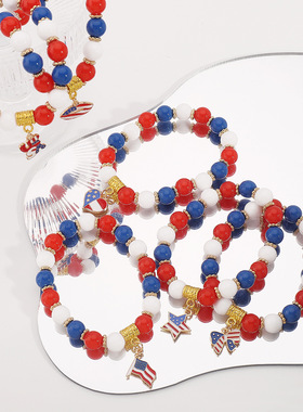 跨境美国独立日红蓝白旗亚克力串