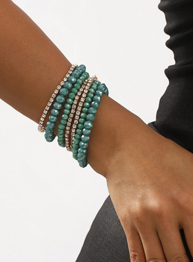 跨境波西米亚民族风时尚高端手链 个性设计叠戴情侣闺蜜水晶手串