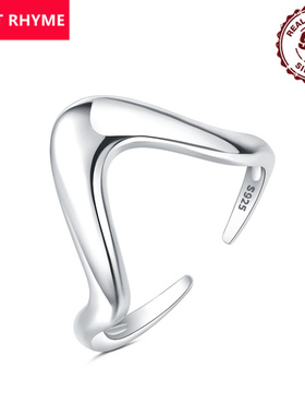 跨境直供S925纯银质感曲线开口戒