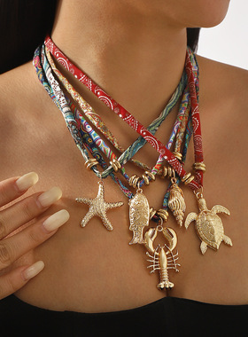 跨境个性设计海洋风合金吊坠项链