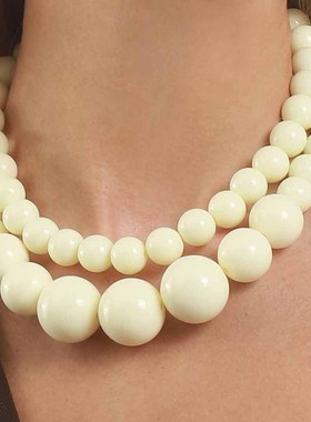 个性设计大小圆珠串珠项链套装夸