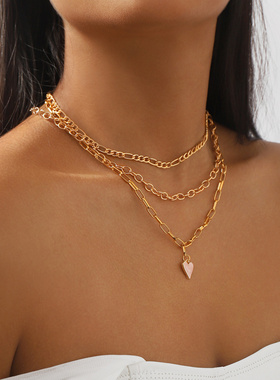 11457欧美轻奢小众多层滴油粉色