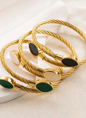 小众不锈钢保色可调节手环欧美IN