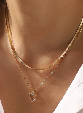 跨境欧美风气质新款百搭多层项链